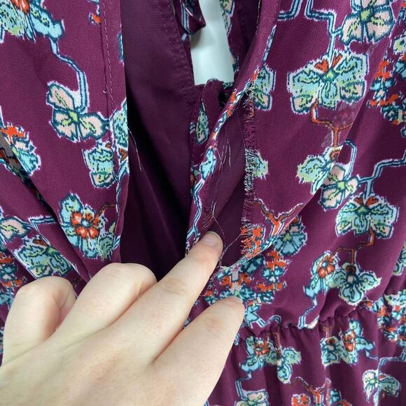 Revolve Tularosa purple Floral Shark Bite open back Peasant Midi Dress Womens XS - Picture 7 of 9